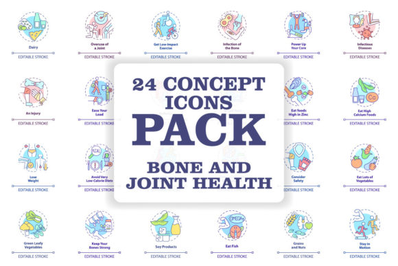 Bone and Joint Health Concept Icons Set