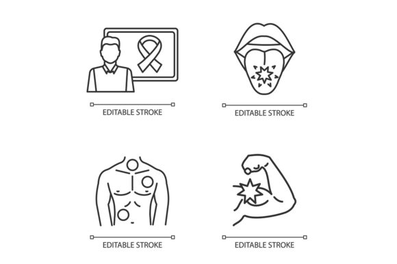 Cancer Linear Icon Set for Creative Projects