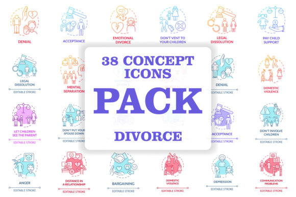 Divorce Concept Icons Bundle: A Strategic Tool for Visual Communication