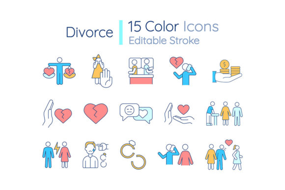Divorce RGB Color Icons Set: A Visual Toolkit for Modern Relationship Discussions