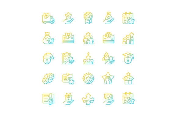 Enhance Your Visual Content with Bonuses Gradient Linear Vector Icons Set