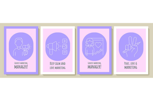 Marketing Manager Postcards with Icons: A Creative Solution for Professional Greetings