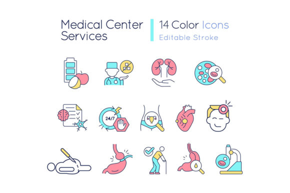 Medical Center Services RGB Color Icons