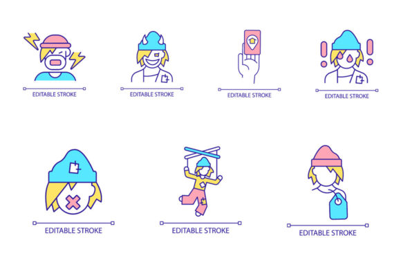 Poverty and Homelessness RGB Color Icons