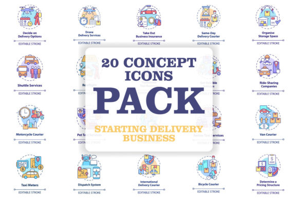 Starting Delivery Business Concept Icons