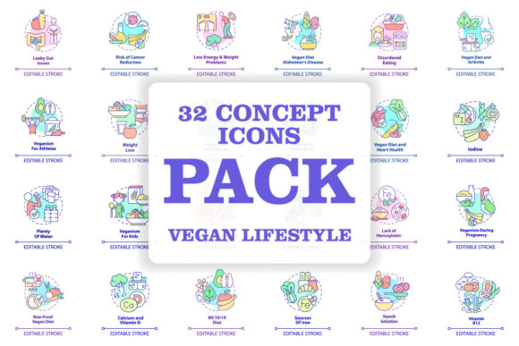 Vegan Lifestyle Icons for Modern Design